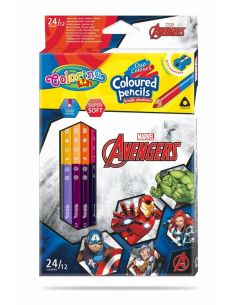 Двувърхи цветни моливи 12/24 цвята и острилка The Avengers Disney Colorino 