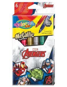 Флумастери The Avengers 6 металик цвята Colorino Disney