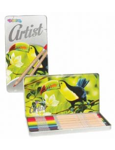 Цветни моливи 12 цвята Colorino Artist в метална кутия 