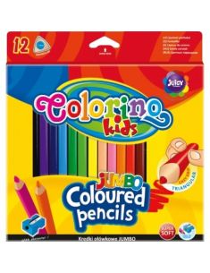 Триъгълни цветни моливи Colorino  JUMBO 12 цвята и острилка