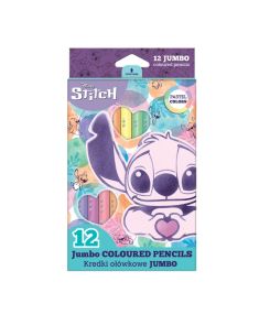 Цветни моливи Jumbo - 12 цвята Stitch Pastel