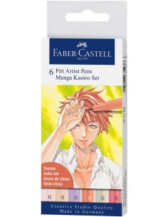 Маркери Faber-Castell Pitt Manga Kaoiro, 6 броя