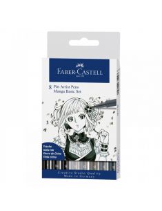 Маркери Faber-Castell Pitt Artist Pen, 8 цвята, Manga Set