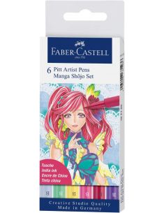  Маркери Faber-Castell Pitt Manga Shojo, 6 броя
