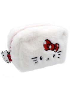 Бял плюшен козметичен несесер Hello Kitty 