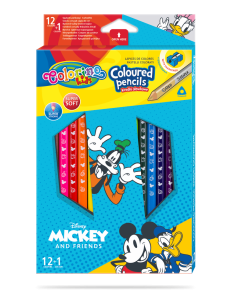 Цветни моливи 12 +1 цвята и острилка Disney Mickey Mouse & Friends Colorino
