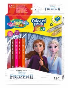Цветни моливи JUMBO 12 +1 цвята и острилка Frozen Disney Colorino