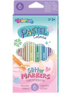 Флумастри брокат Pastel 6 цвята Colorino