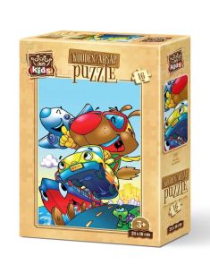 Дървен детски пъзел 16 части Art-Puzzle Кучето-шофьор