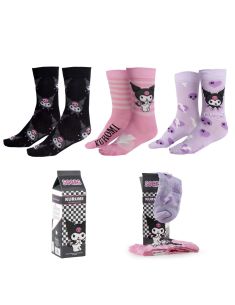 Комплект 3 чифта чорапи в кутия Hello Kitty Kuromi