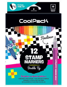 Маркери с печати два върха 12 цв. COOLPACK Kids
