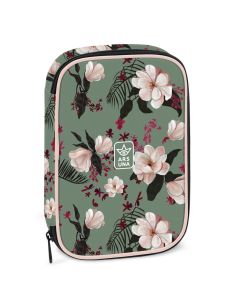 Ученически несесер с един цип на две нива Ars Una - Flowery green (5535) 